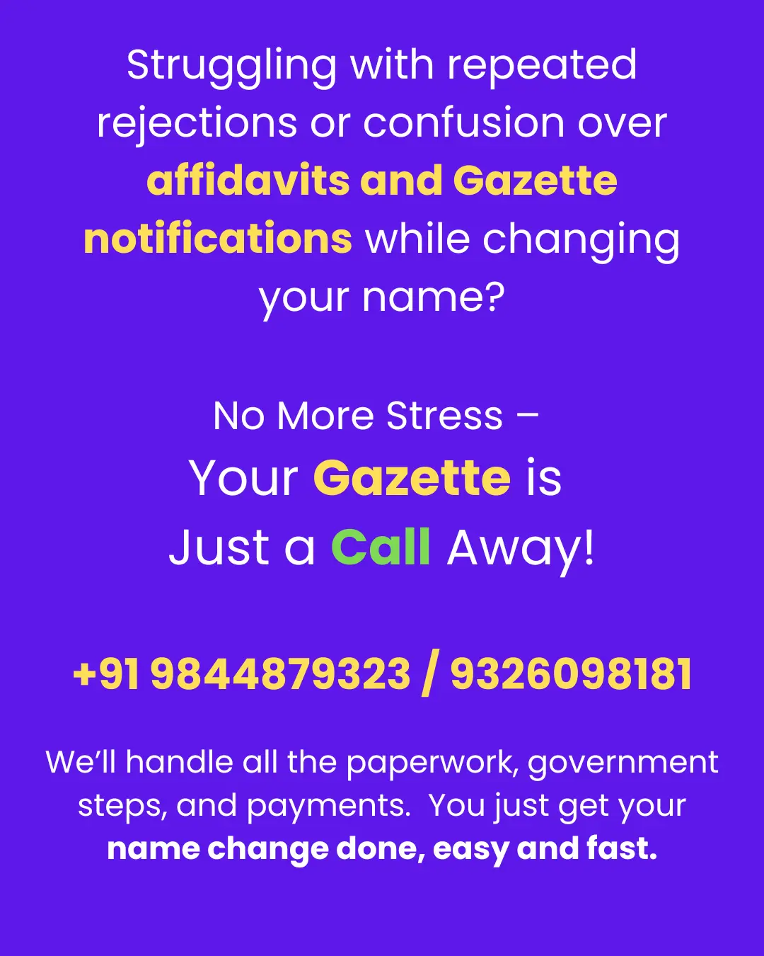 Name change documentation in Chennai mobile